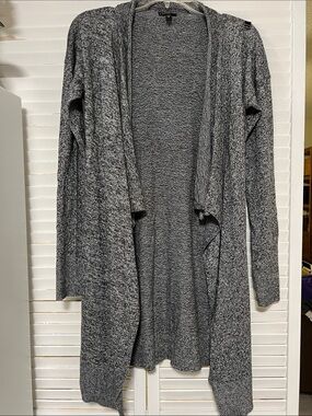 Express - Cardigan Black And White Soft Cotton Woven to Steel Gray Small Petite